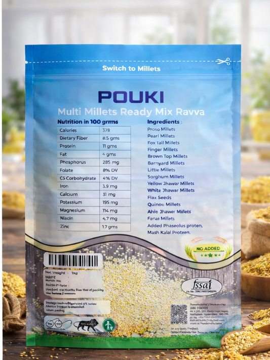 POUKI Multi Millets Ready Mix Rava – 1 Kg